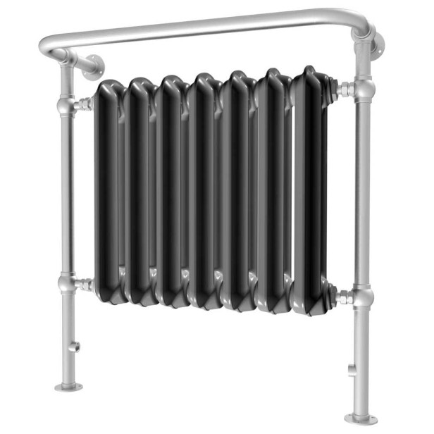 Grzejnik żeliwny PLAIN TR 90 x 82 stojący na stalowej  konstrukcji.jpg