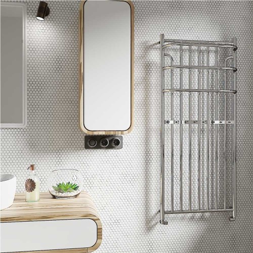 Grzejnik dekoracyjny MINAS 5 - 100 x 53  chromowany połysk galwanizowany z wieszakami .jpg