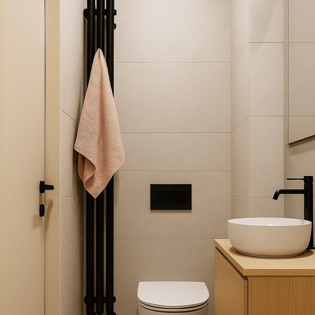 Grzejnik Rolo Hanger 120x15 czarny aranżacja.jpg