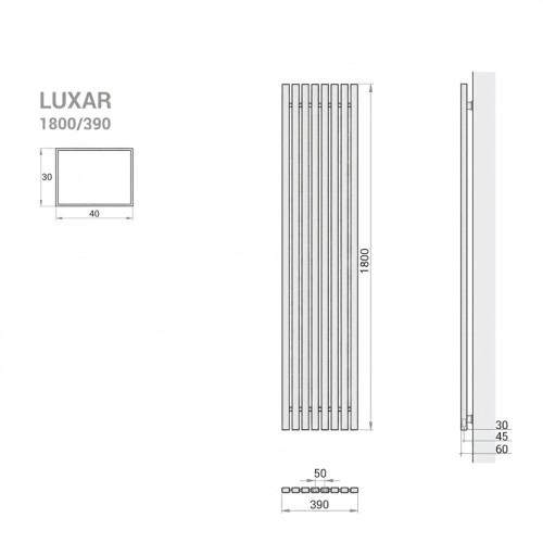 grzejnik Lux 180 x 39 rysunek techniczny