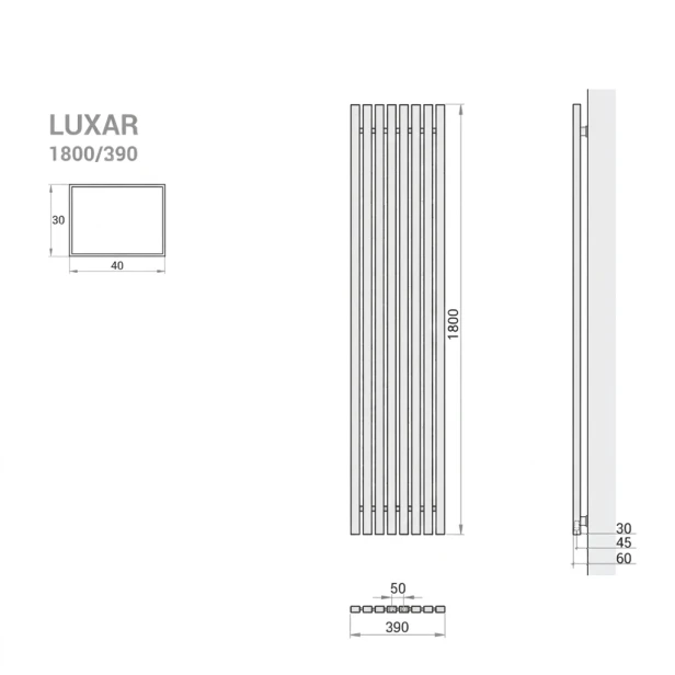 grzejnik Lux 180 x 39 rysunek techniczny